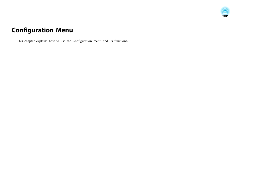 Epson EB-1750, EB-1760W, EB-1770W manual Configuration Menu 