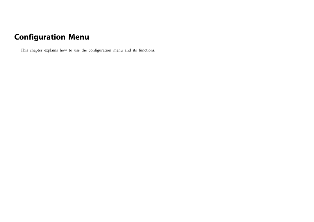 Epson EB-Z8000WU, EB-Z8050W manual Configuration Menu 