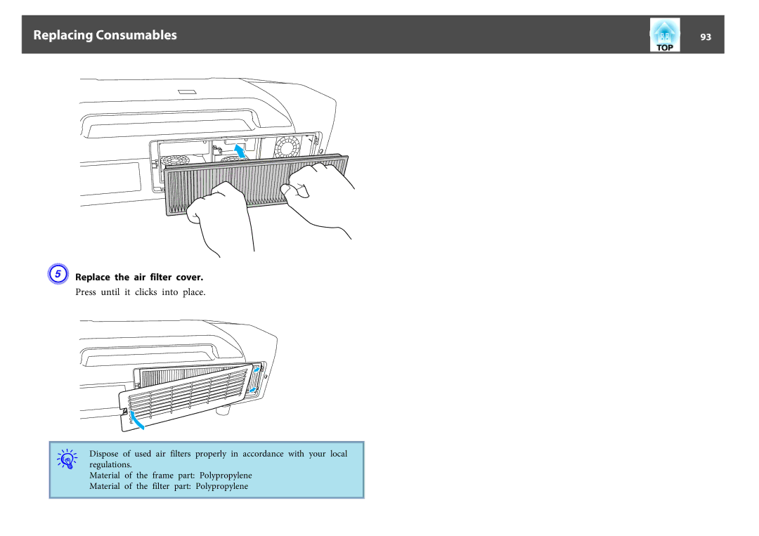 Epson EB-Z8050W, EB-Z8000WU manual Press until it clicks into place 