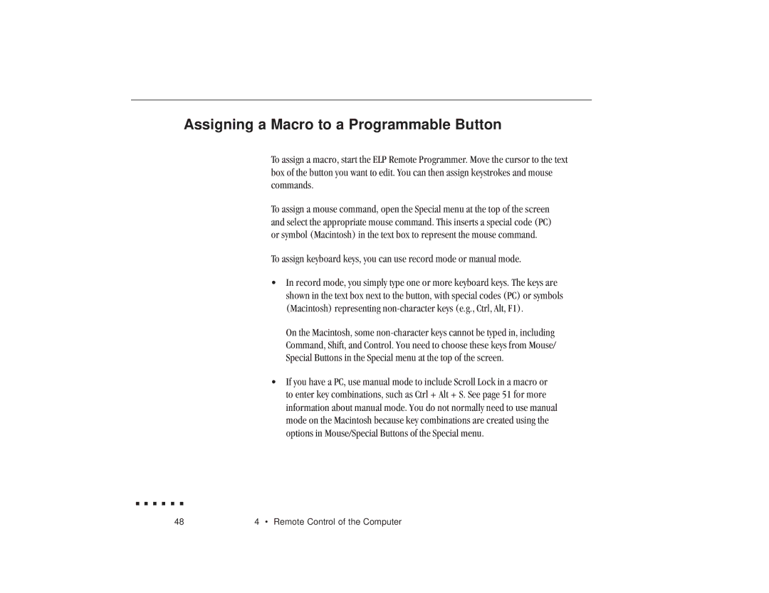 Epson ELP-3300 owner manual Assigning a Macro to a Programmable Button 