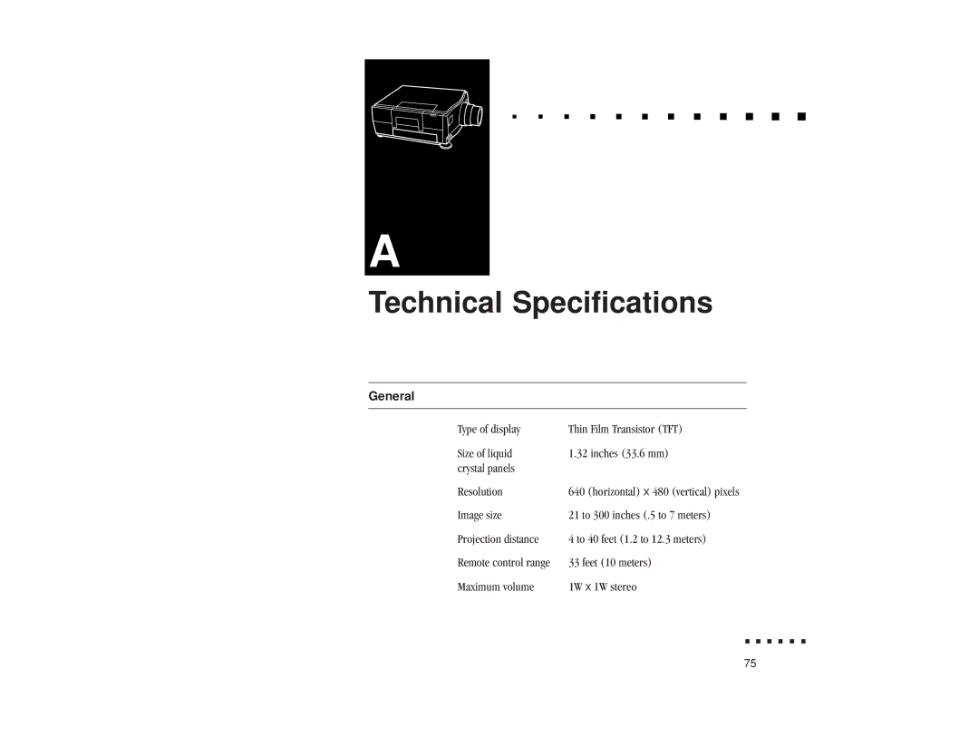 Epson ELP-3300 owner manual Technical Specifications, General 