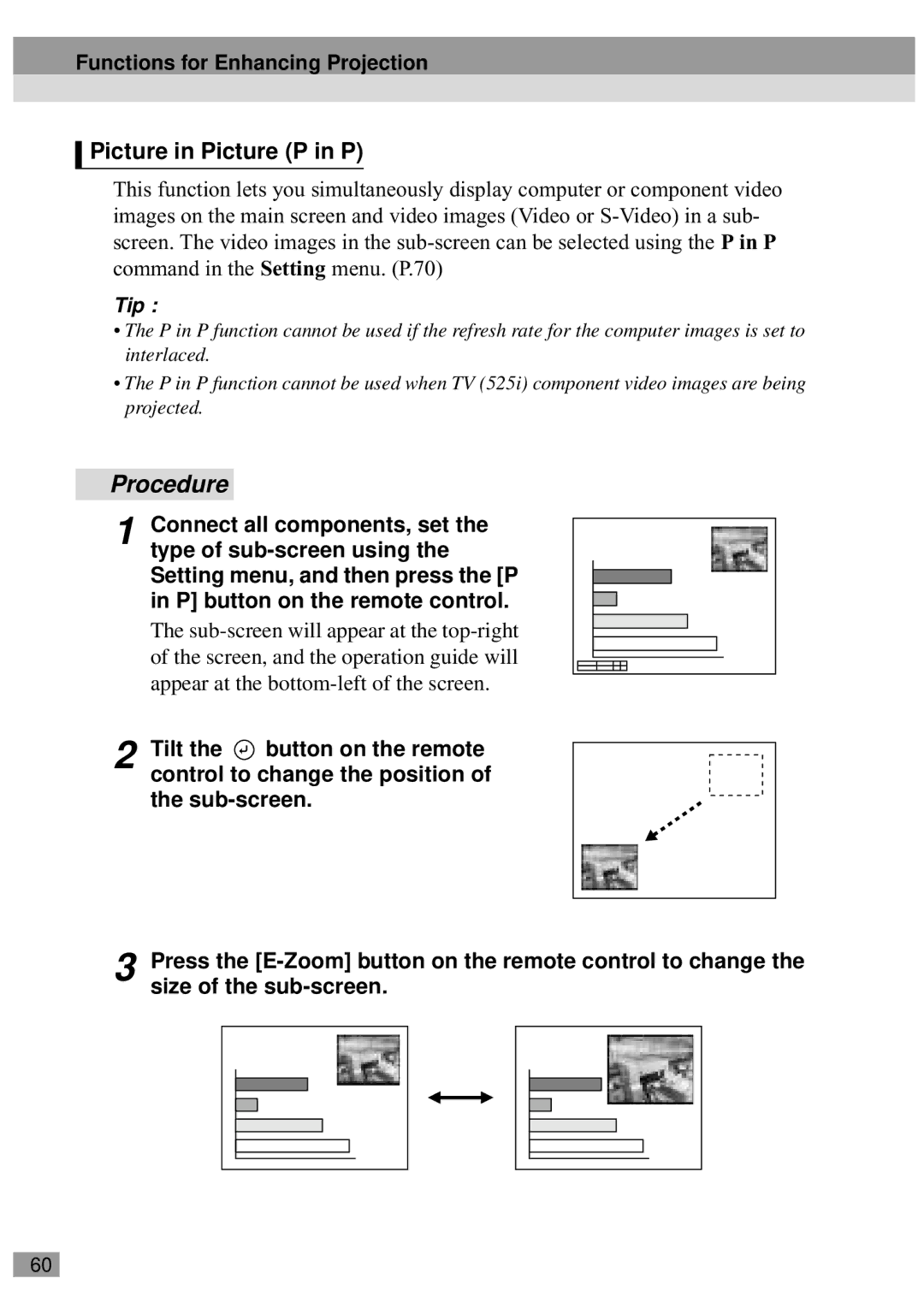 Epson EMP-820, ELP-811, ELP-600, ELP-800UG, ELP-820, ELP-810UG, EMP-810UG, EMP-811, EMP-800UG manual Picture in Picture P in P 