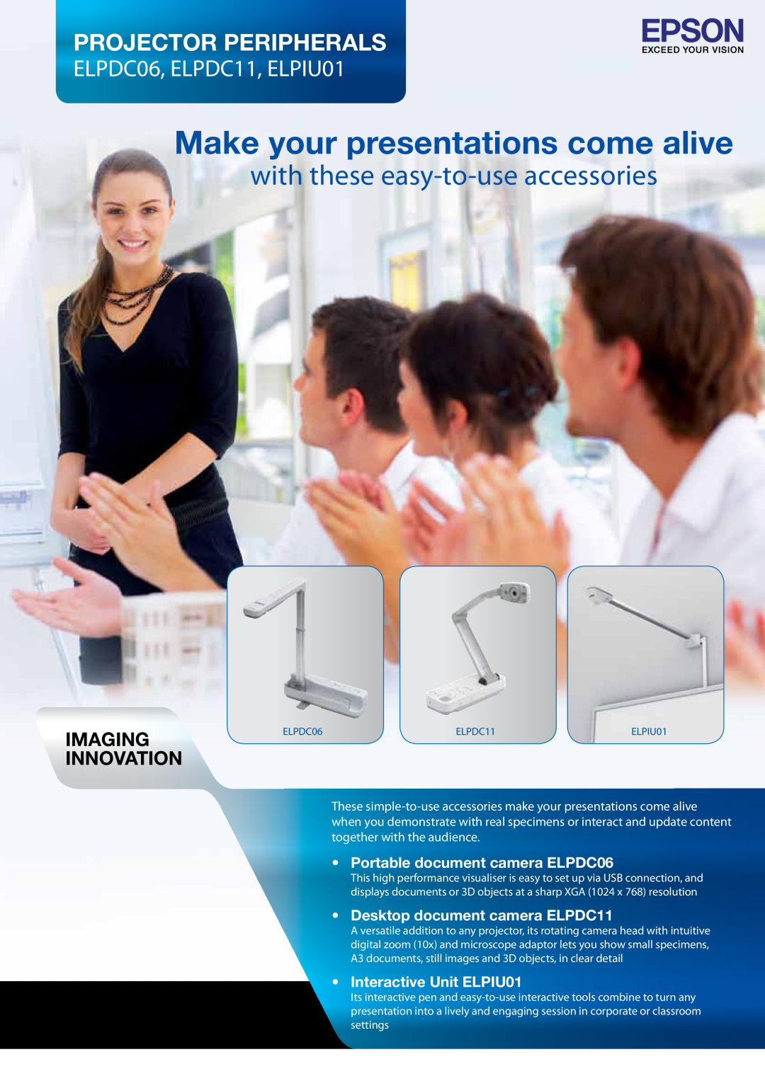 Epson ELPDC11 manual Make your presentations come alive, with these easy-to-use accessories, Projector Peripherals 