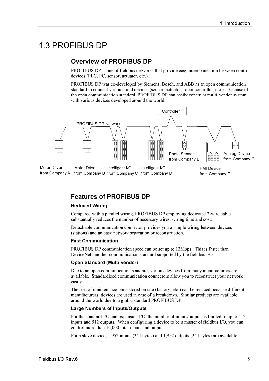 Epson EM07ZS1647F manual Overview of Profibus DP, Features of Profibus DP, Fast Communication 