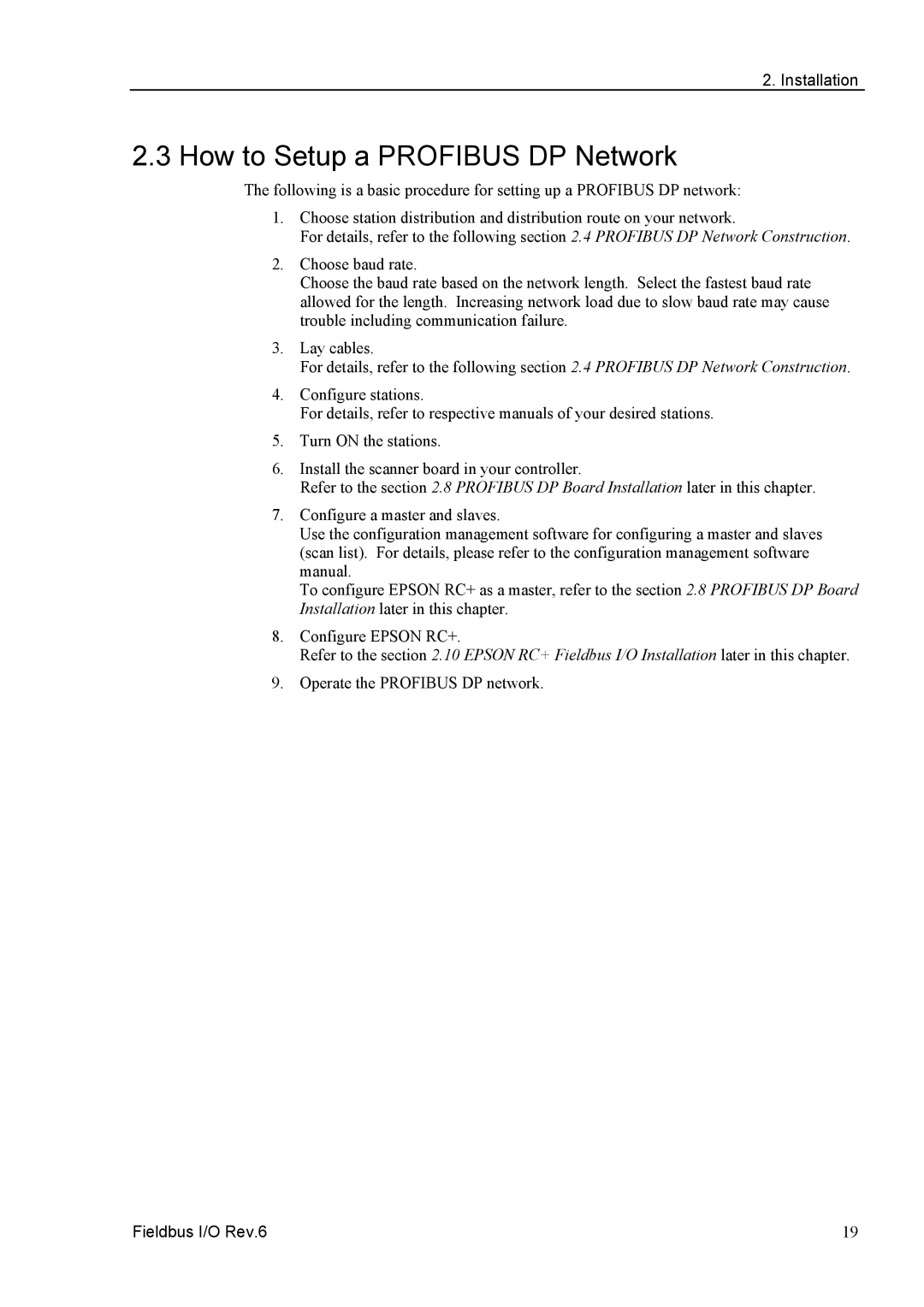 Epson EM07ZS1647F manual How to Setup a Profibus DP Network 