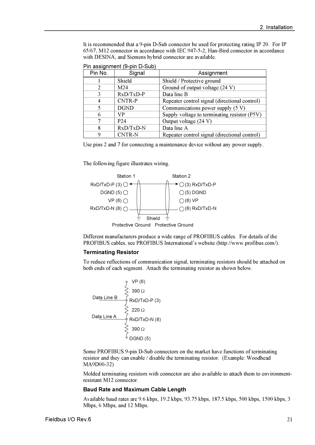 Epson EM07ZS1647F manual Pin assignment 9-pin D-Sub Pin No Signal Assignment, Baud Rate and Maximum Cable Length 