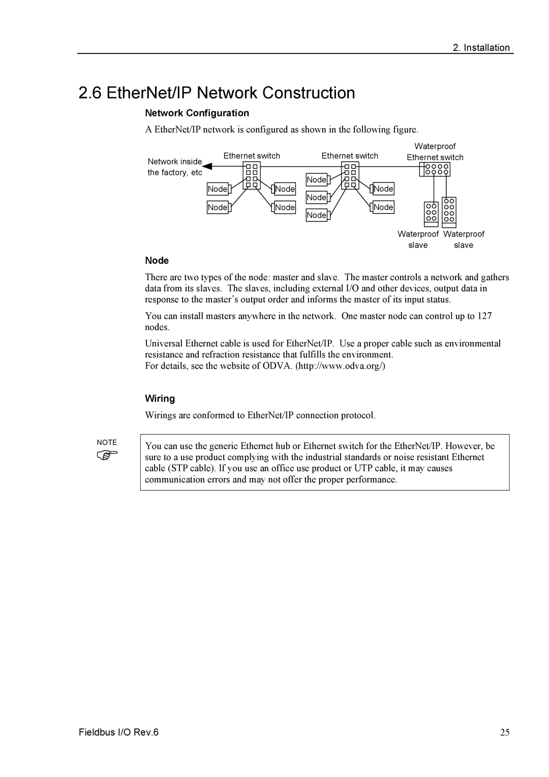 Epson EM07ZS1647F manual EtherNet/IP Network Construction, Wiring 