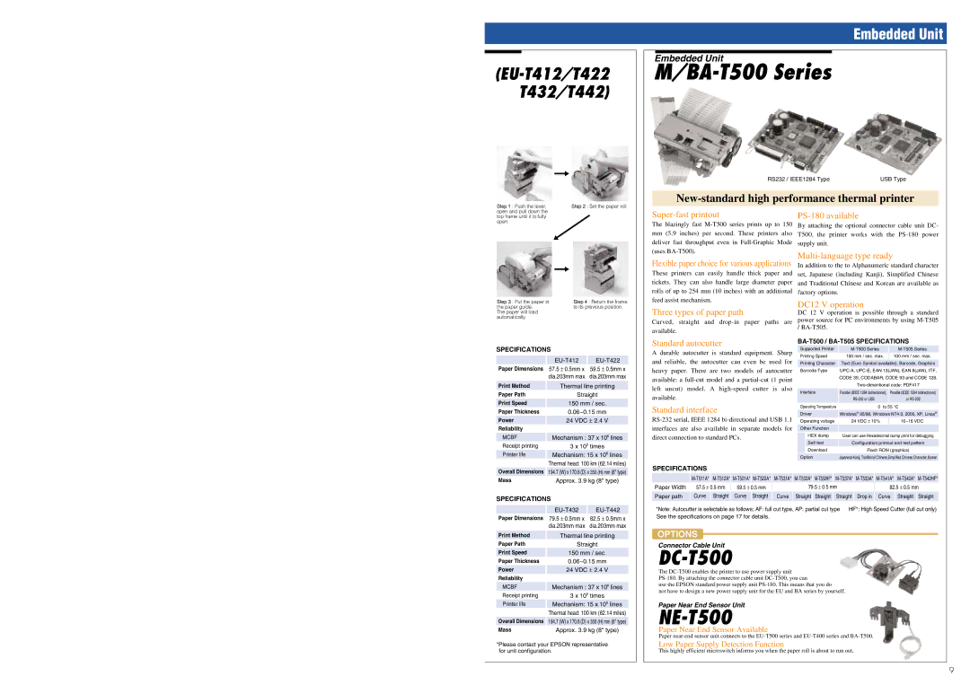 Epson EMBEDDED UNIT EU specifications BA-T500 Series 