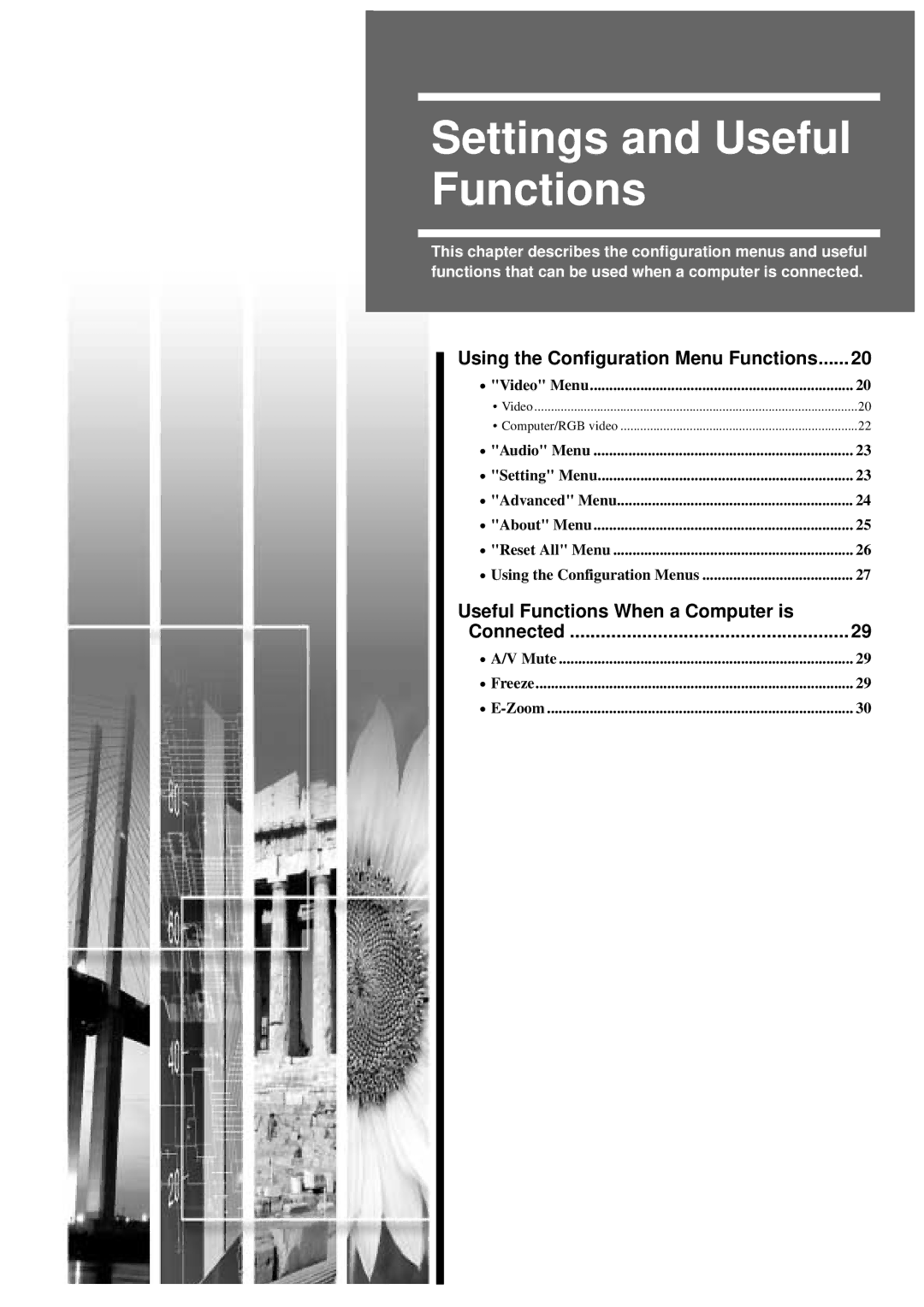 Epson EMP-30 manual Using the Configuration Menu Functions, Useful Functions When a Computer is Connected 