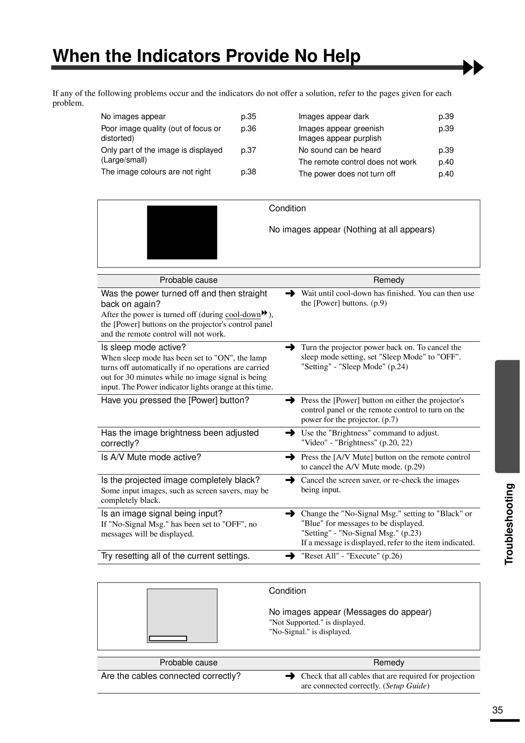 Epson EMP-30 manual When the Indicators Provide No Help 