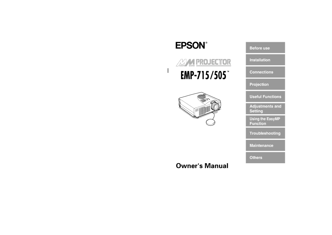 Epson EMP-715/505 manual Function Troubleshooting Maintenance Others 