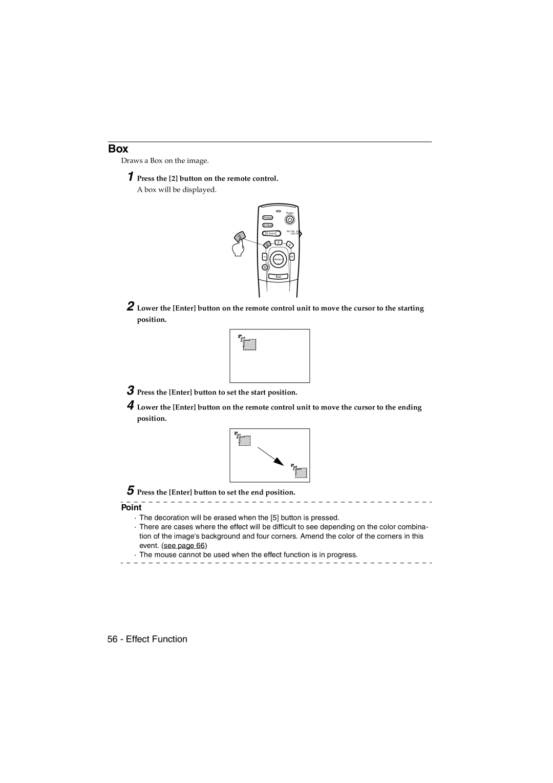 Epson EMP-715/505 manual Box, Press the 2 button on the remote control 