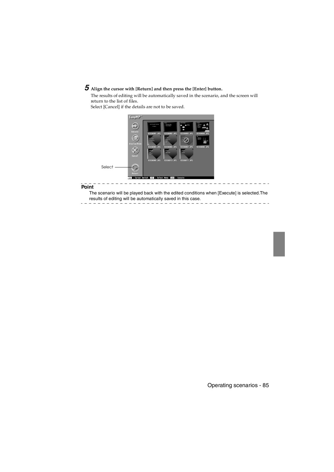 Epson EMP-715/505 manual Align the cursor with Return and then press the Enter button 