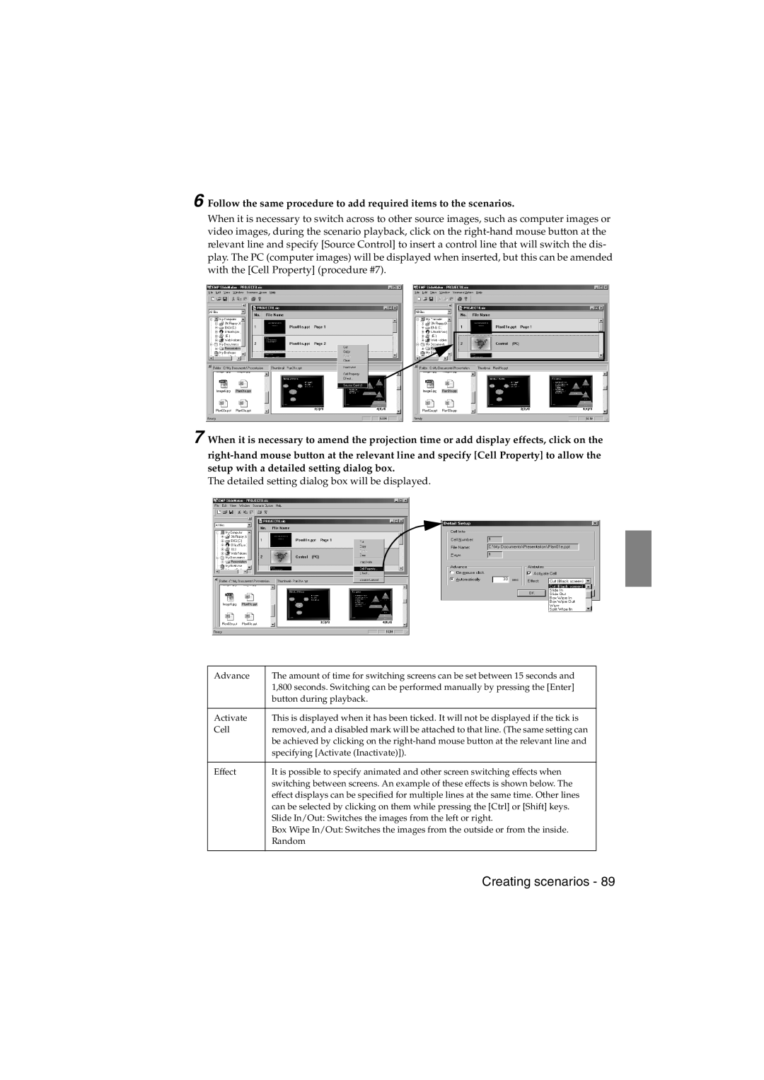 Epson EMP-715/505 manual Detailed setting dialog box will be displayed 