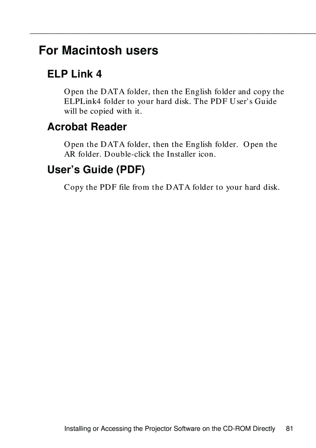 Epson EMP-8000 manual ELP Link Acrobat Reader 