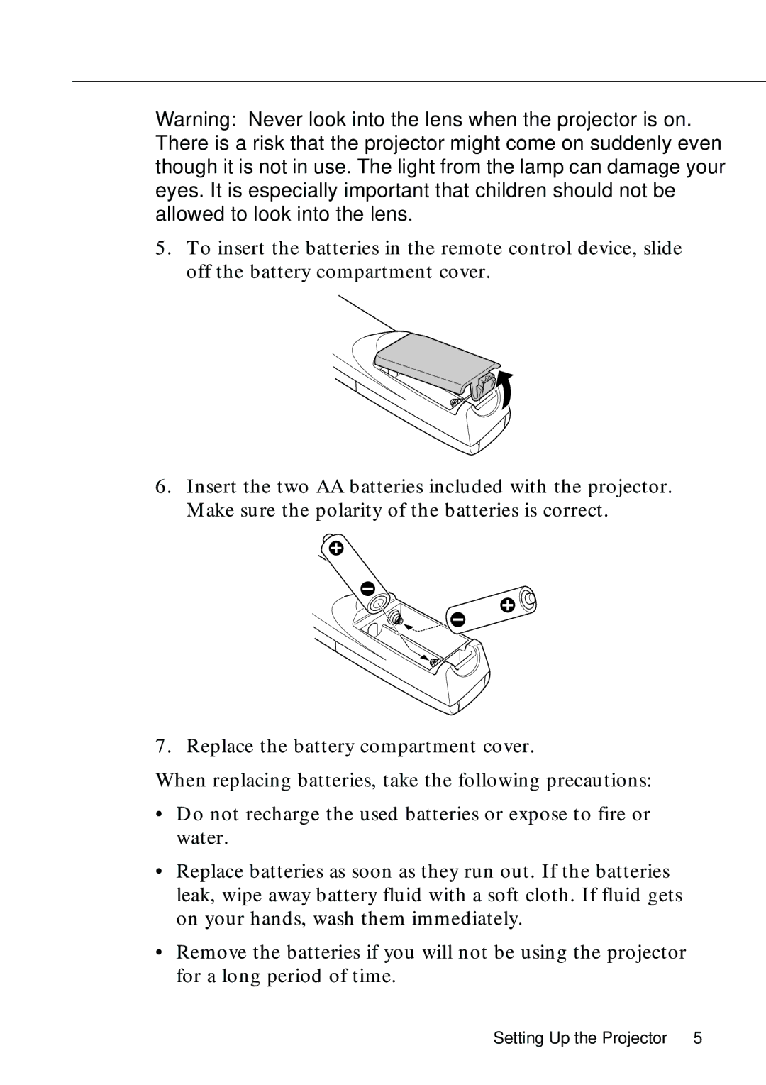 Epson EMP-8000 manual Setting Up the Projector 