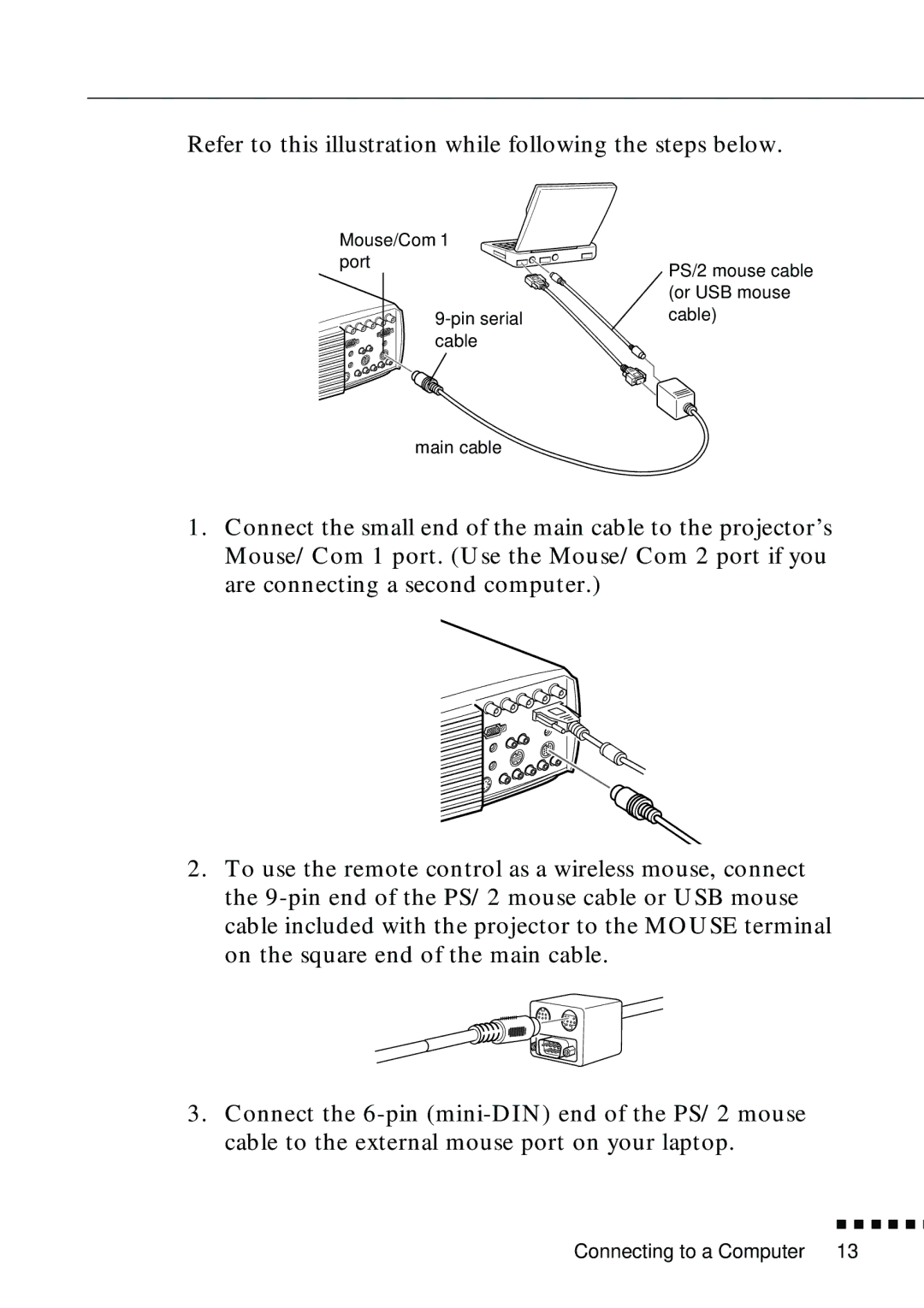 Epson EMP-8000 manual Refer to this illustration while following the steps below 