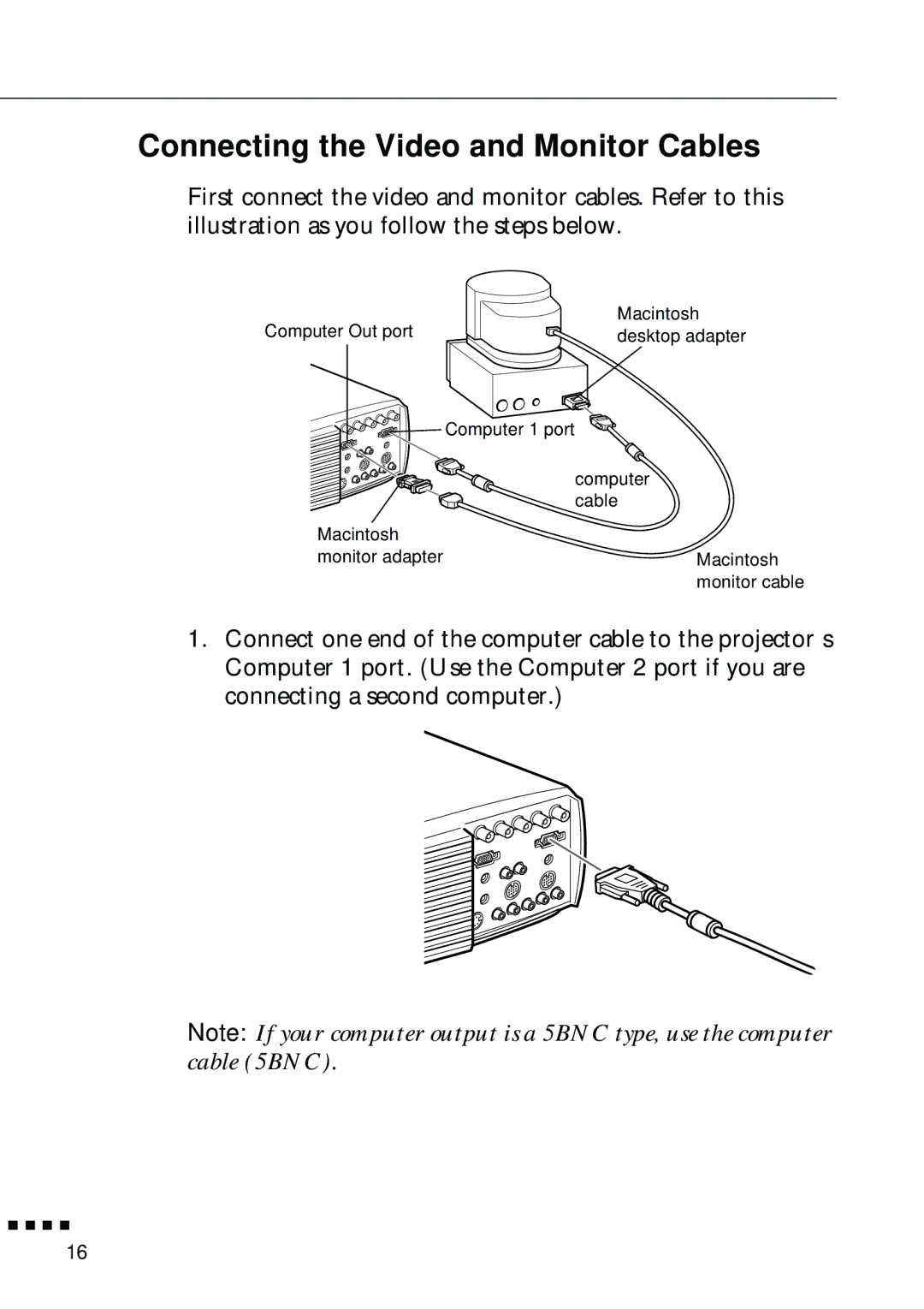 Epson EMP-8000 manual Connecting the Video and Monitor Cables 