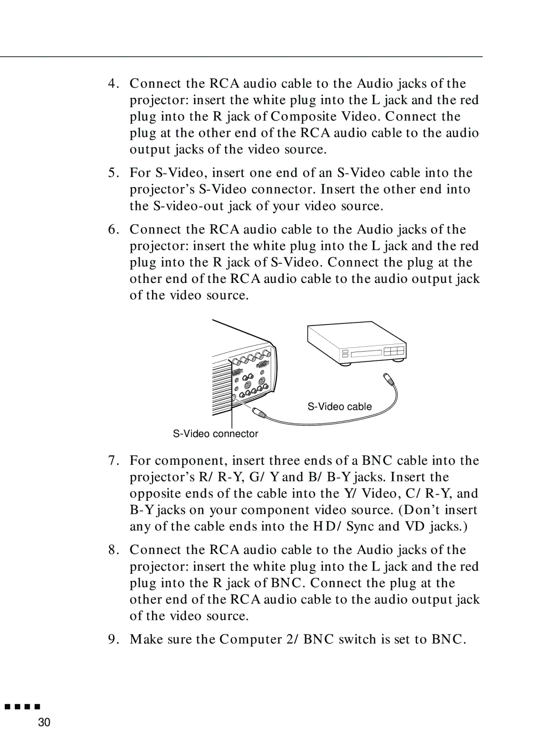 Epson EMP-8000 manual Video cable Video connector 