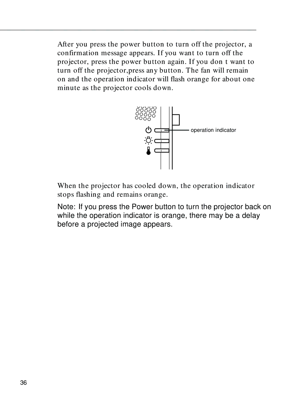 Epson EMP-8000 manual Operation indicator 