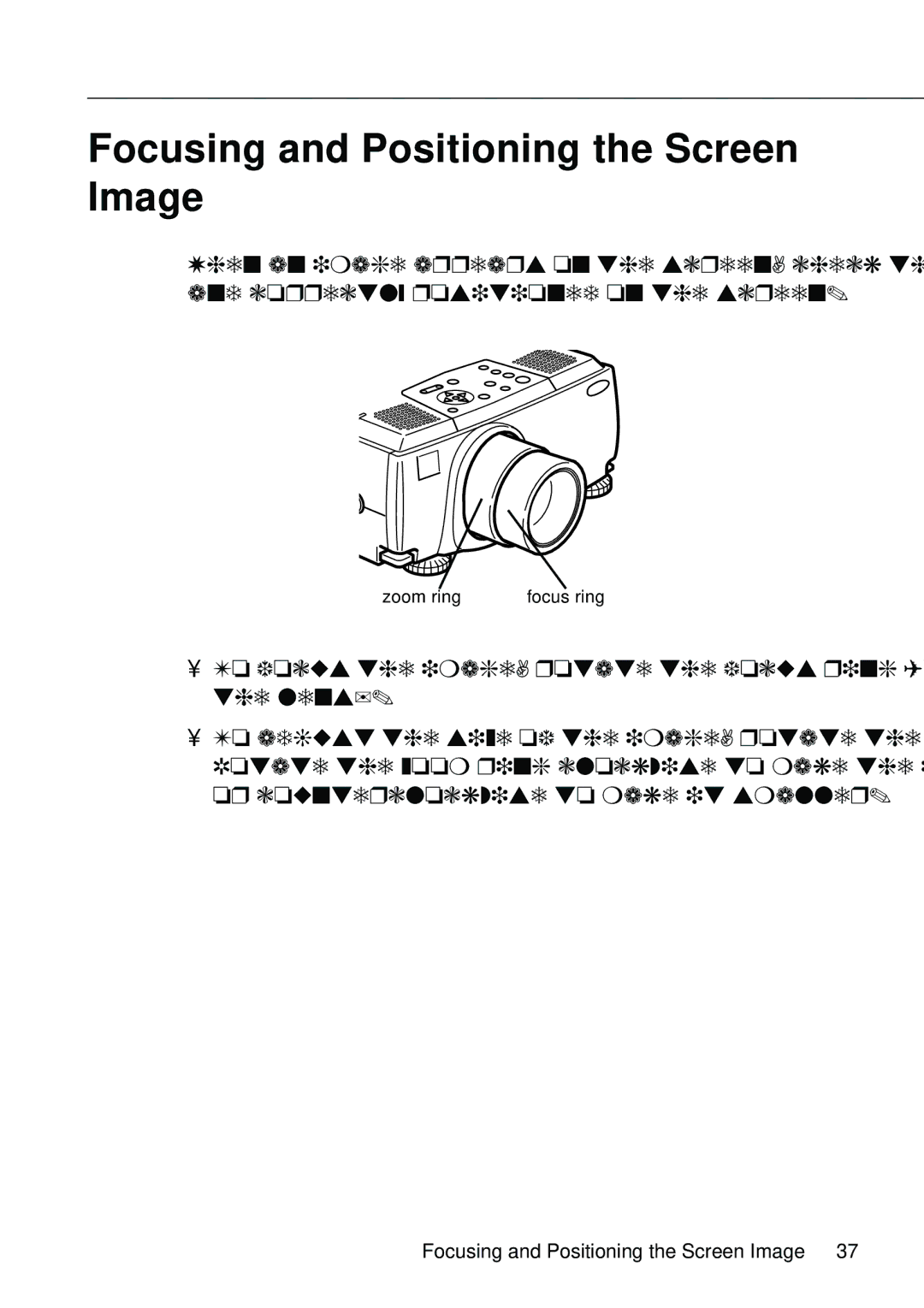 Epson EMP-8000 manual Focusing and Positioning the Screen Image 