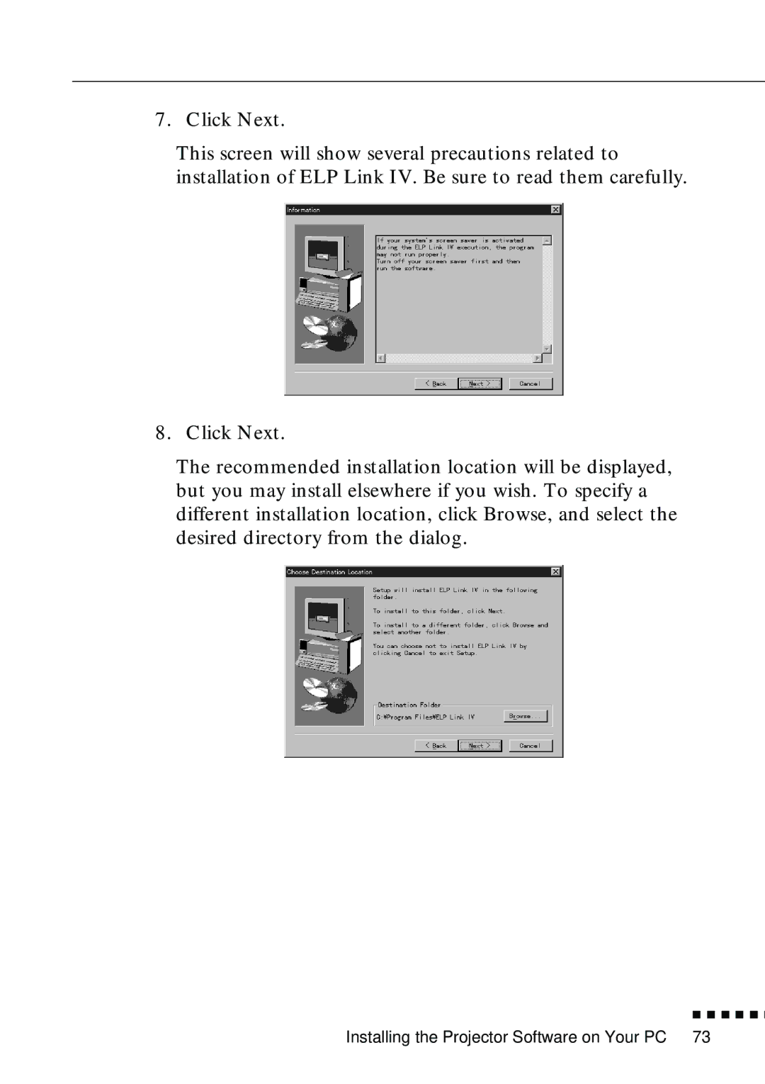 Epson EMP-8000 manual Installing the Projector Software on Your PC 