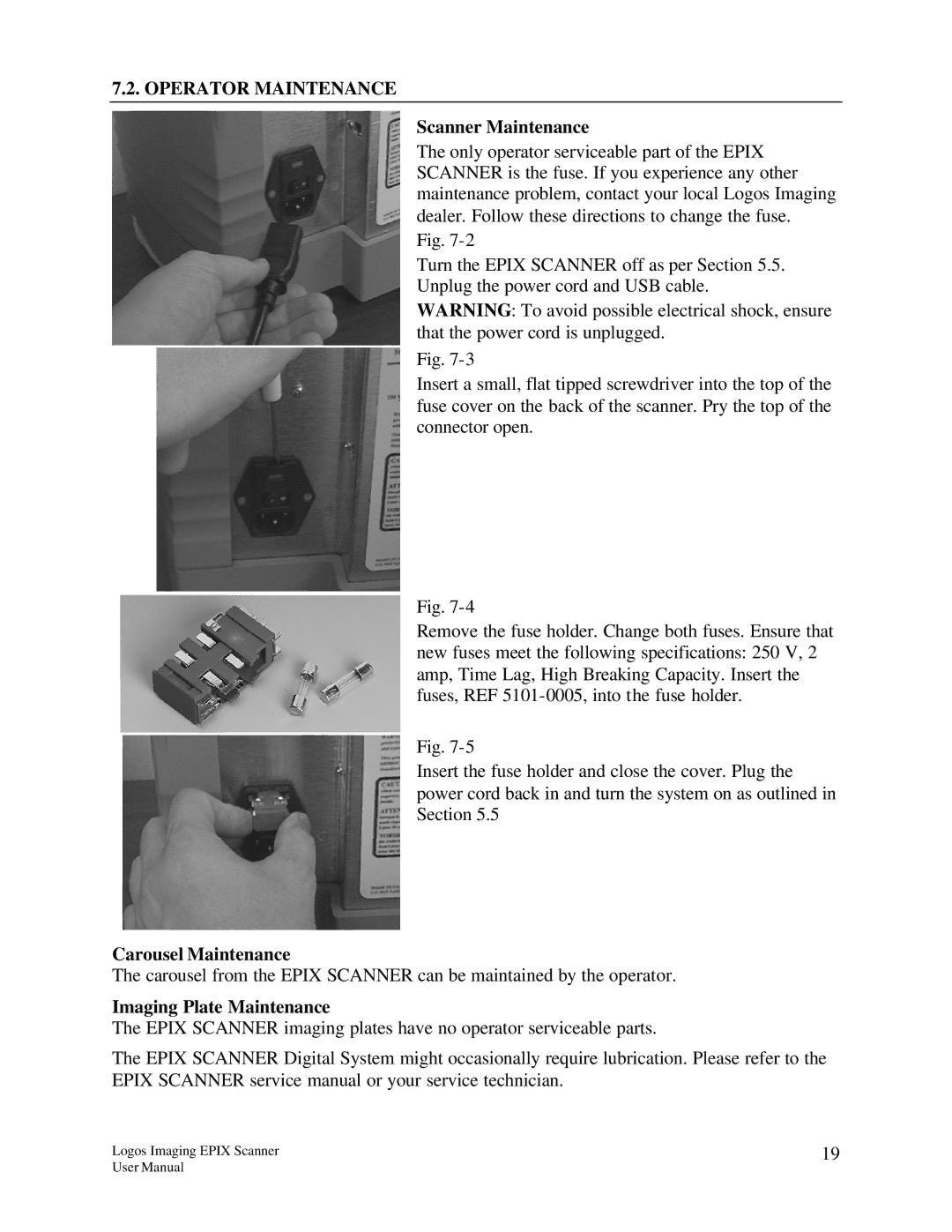Epson EPIX manual Operator Maintenance, Scanner Maintenance, Carousel Maintenance, Imaging Plate Maintenance 