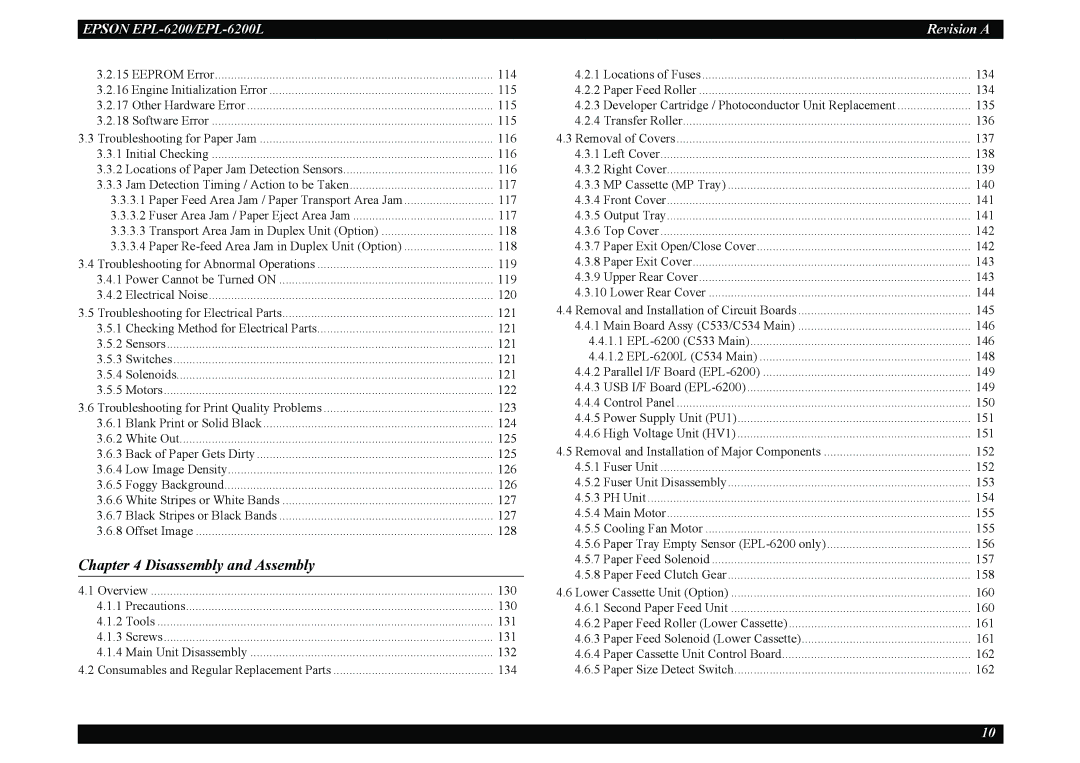 Epson EPL-6200L service manual Disassembly and Assembly 