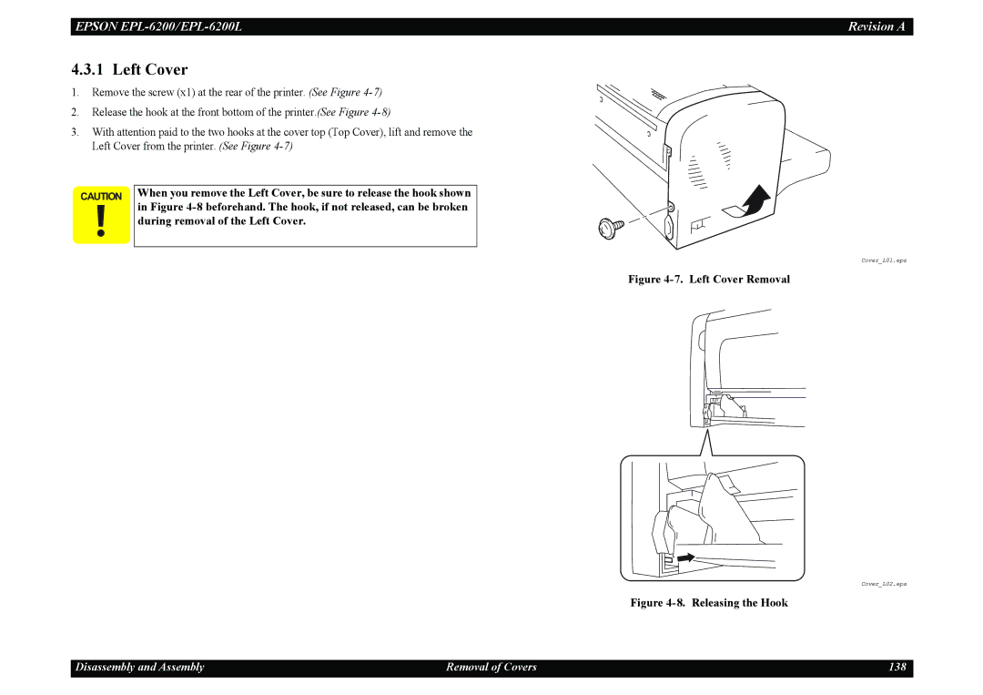 Epson EPL-6200L service manual Left Cover Removal 