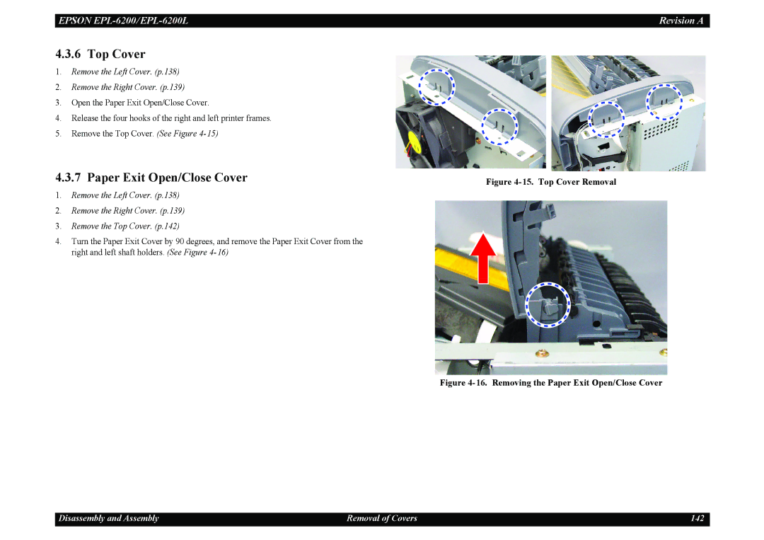 Epson EPL-6200L service manual Top Cover, Paper Exit Open/Close Cover 