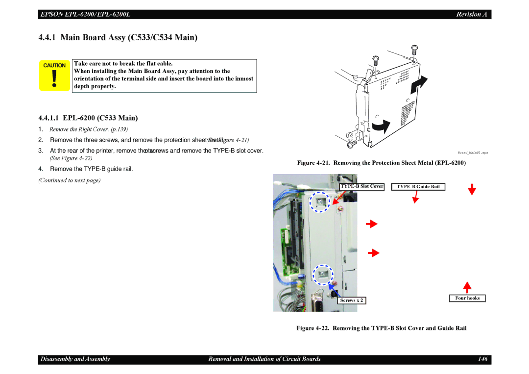 Epson EPL-6200L service manual Main Board Assy C533/C534 Main, EPL-6200 C533 Main 