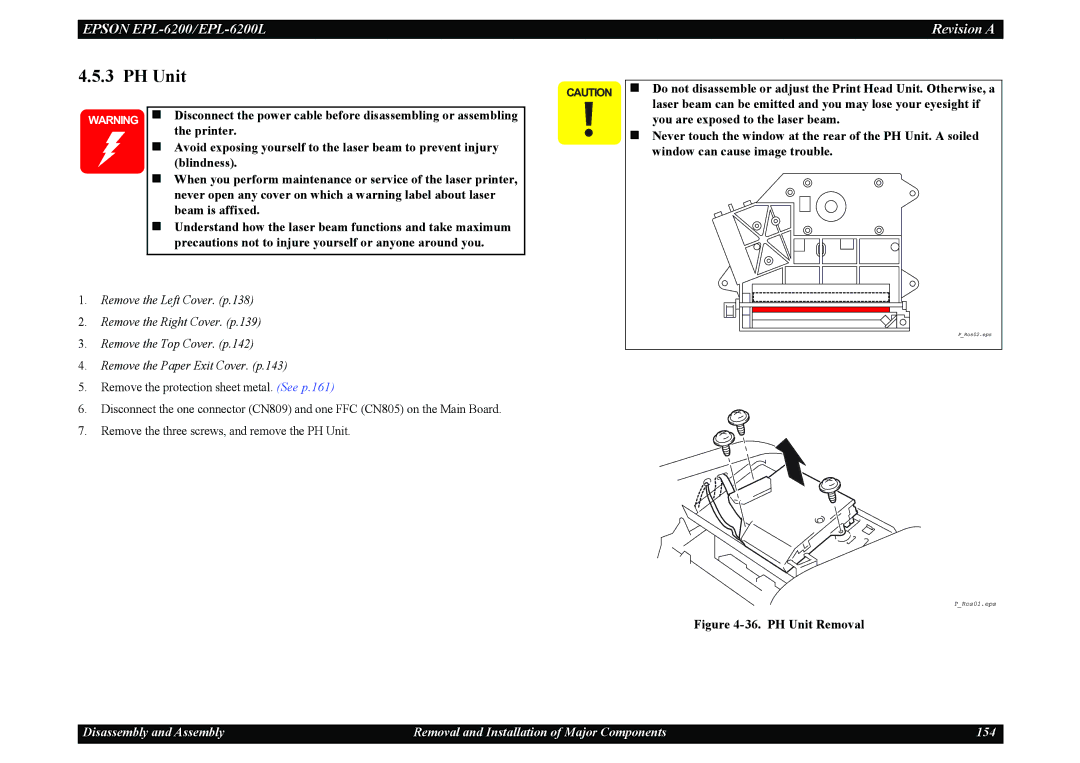 Epson EPL-6200L service manual PH Unit Removal 