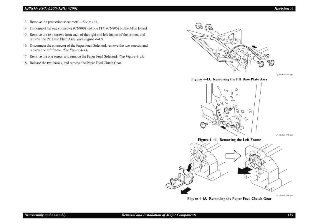 Epson EPL-6200L service manual Removing the PH Base Plate Assy 