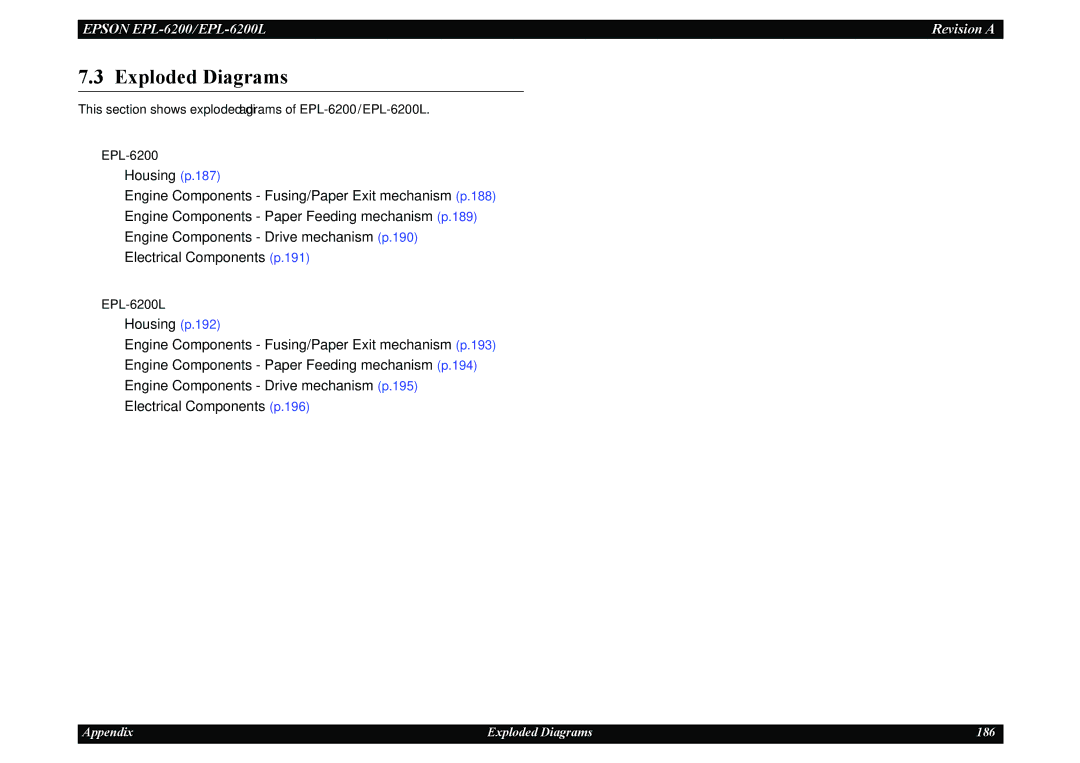 Epson EPL-6200L service manual Exploded Diagrams 
