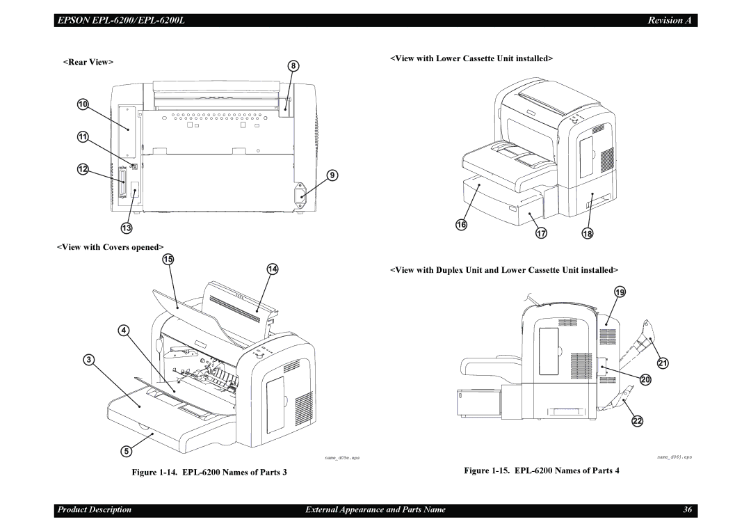 Epson EPL-6200L service manual Rear View View with Lower Cassette Unit installed 