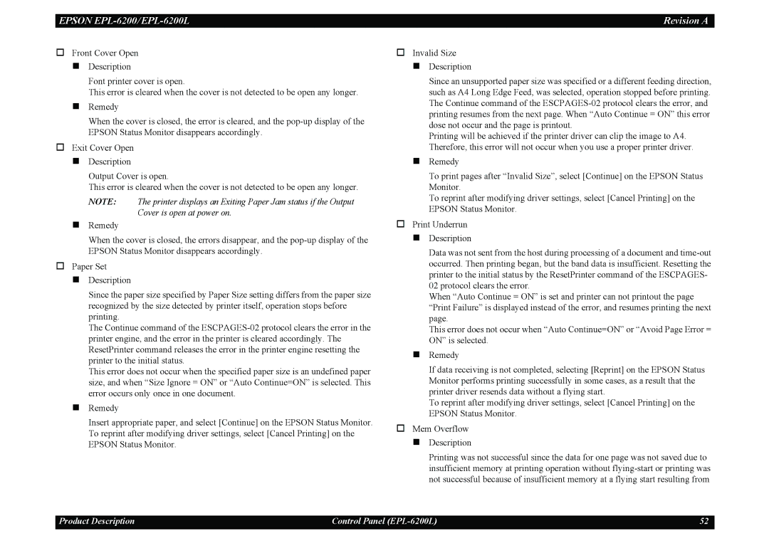 Epson service manual Epson EPL-6200/EPL-6200L Revision a 