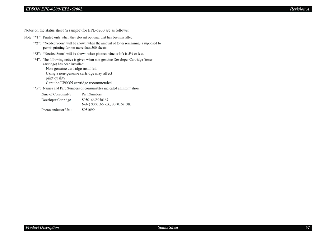 Epson service manual Epson EPL-6200/EPL-6200L Revision a 