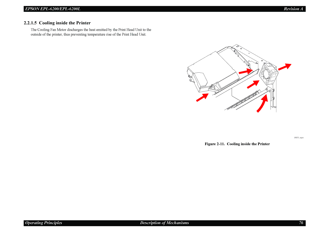 Epson EPL-6200L service manual Cooling inside the Printer 