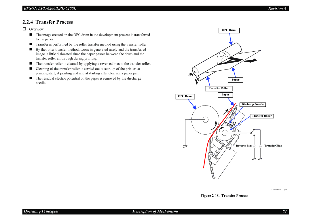 Epson EPL-6200L service manual Transfer Process 