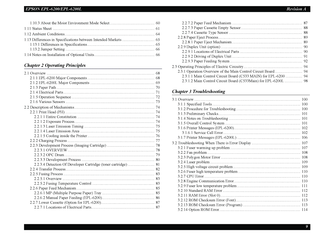 Epson EPL-6200L service manual Operating Principles 