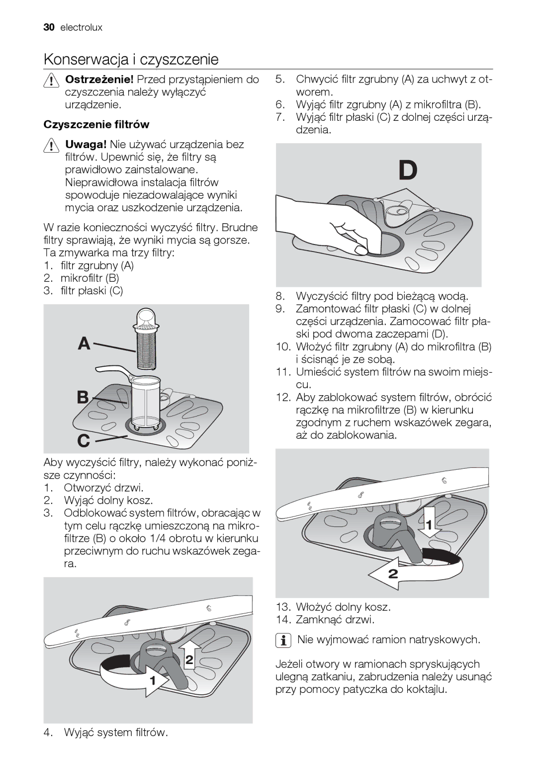 Epson ESL63010 user manual Konserwacja i czyszczenie, Czyszczenie filtrów 