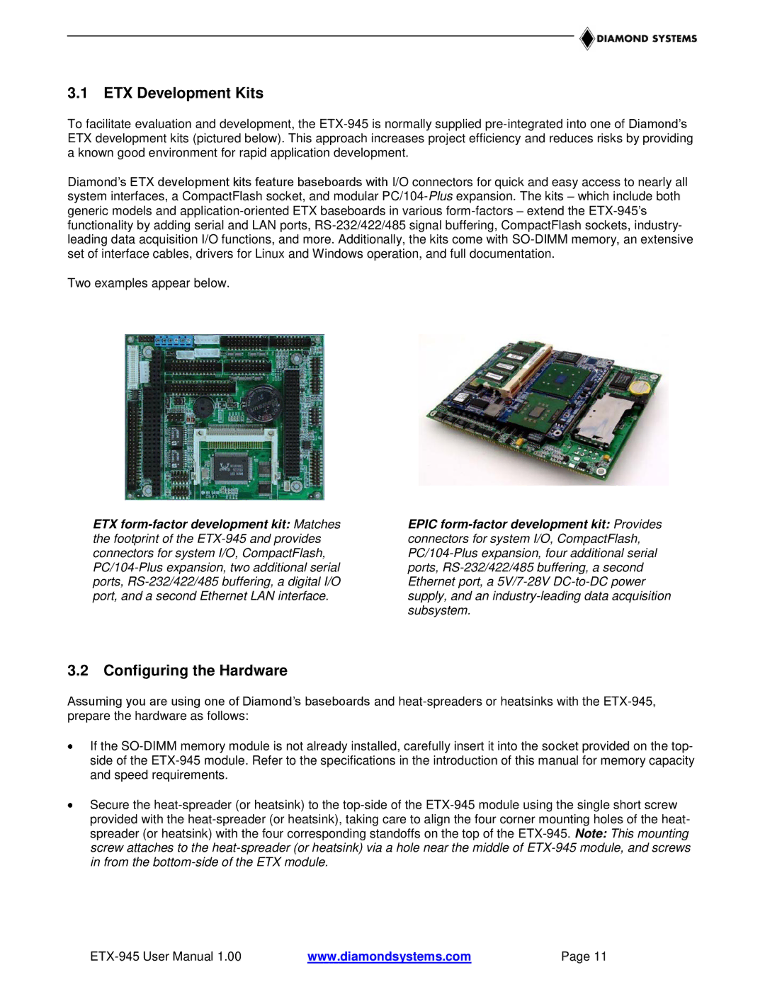 Epson ETX-945 user manual ETX Development Kits, Configuring the Hardware 