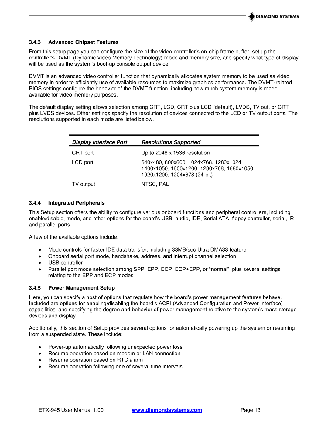 Epson ETX-945 user manual Advanced Chipset Features, Ntsc, Pal, Integrated Peripherals, Power Management Setup 