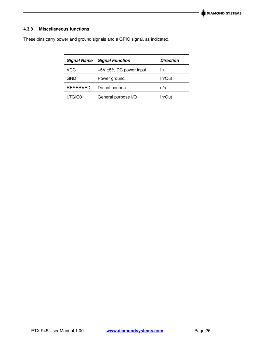 Epson ETX-945 user manual Miscellaneous functions, LTGIO0 