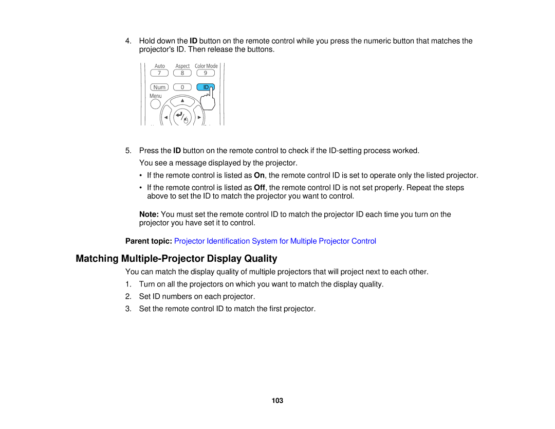 Epson EX7235 Pro, EX7230 Pro manual Matching Multiple-Projector Display Quality 