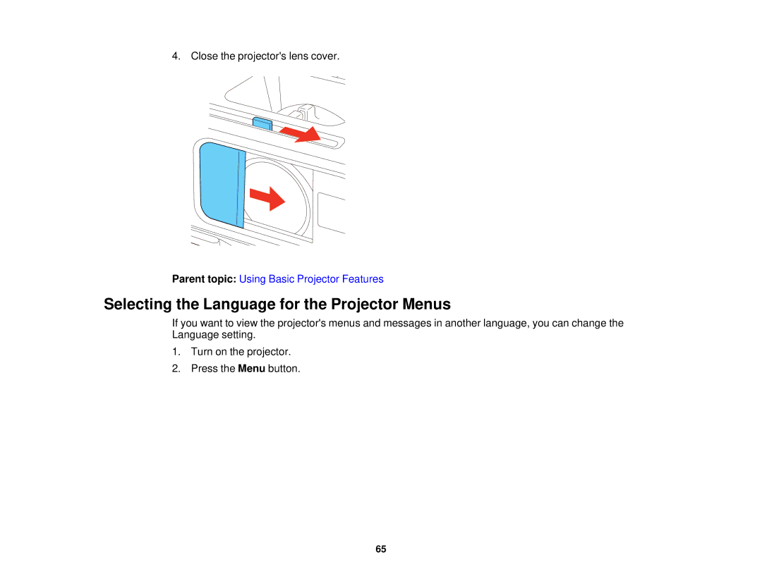 Epson EX7235 Pro, EX7230 Pro manual Selecting the Language for the Projector Menus 