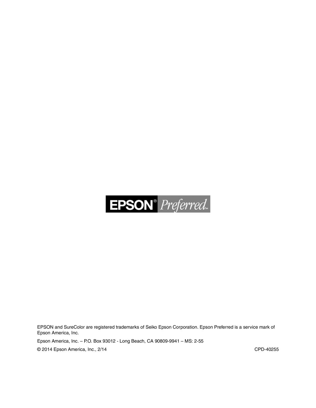 Epson F2000 warranty CPD-40255 