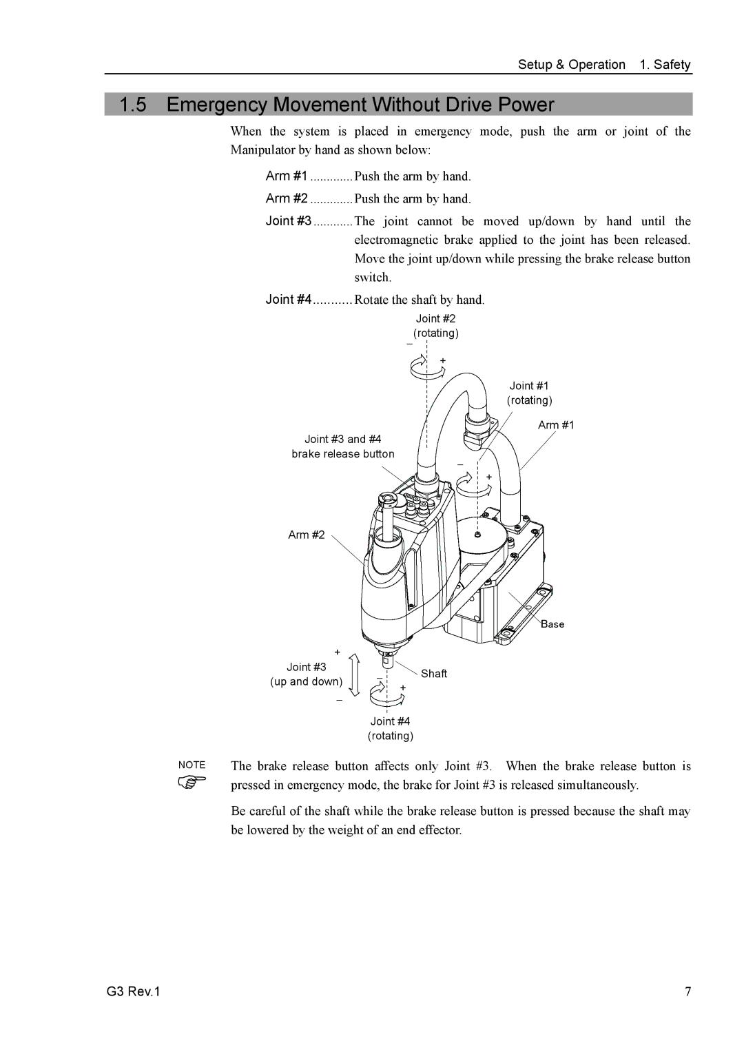 Epson G3 Series manual Emergency Movement Without Drive Power, Joint #4 