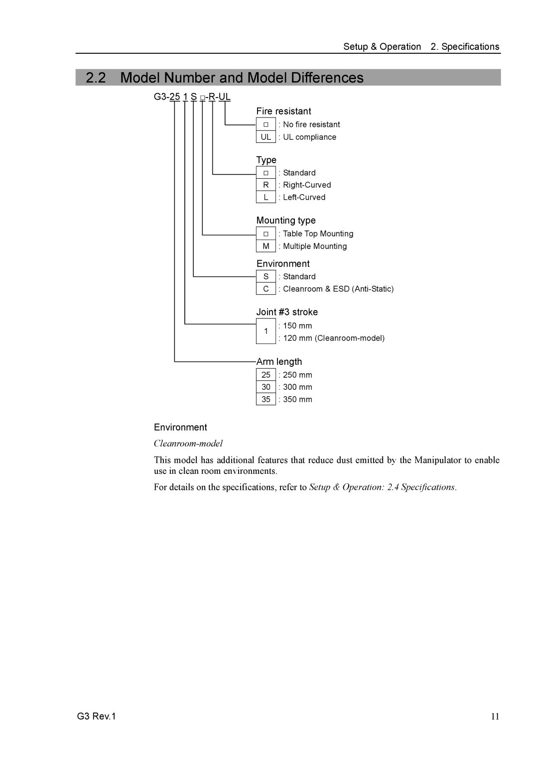 Epson G3 Series manual Model Number and Model Differences 