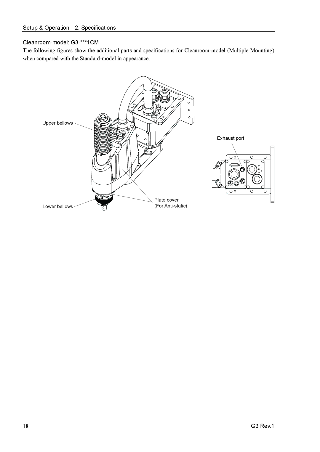 Epson G3 Series manual Upper bellows Exhaust port Plate cover Lower bellows 